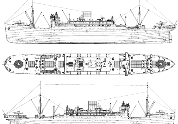 Корабль IJN Heian Maru [Submarine Depot Ship] - чертежи, габариты, рисунки